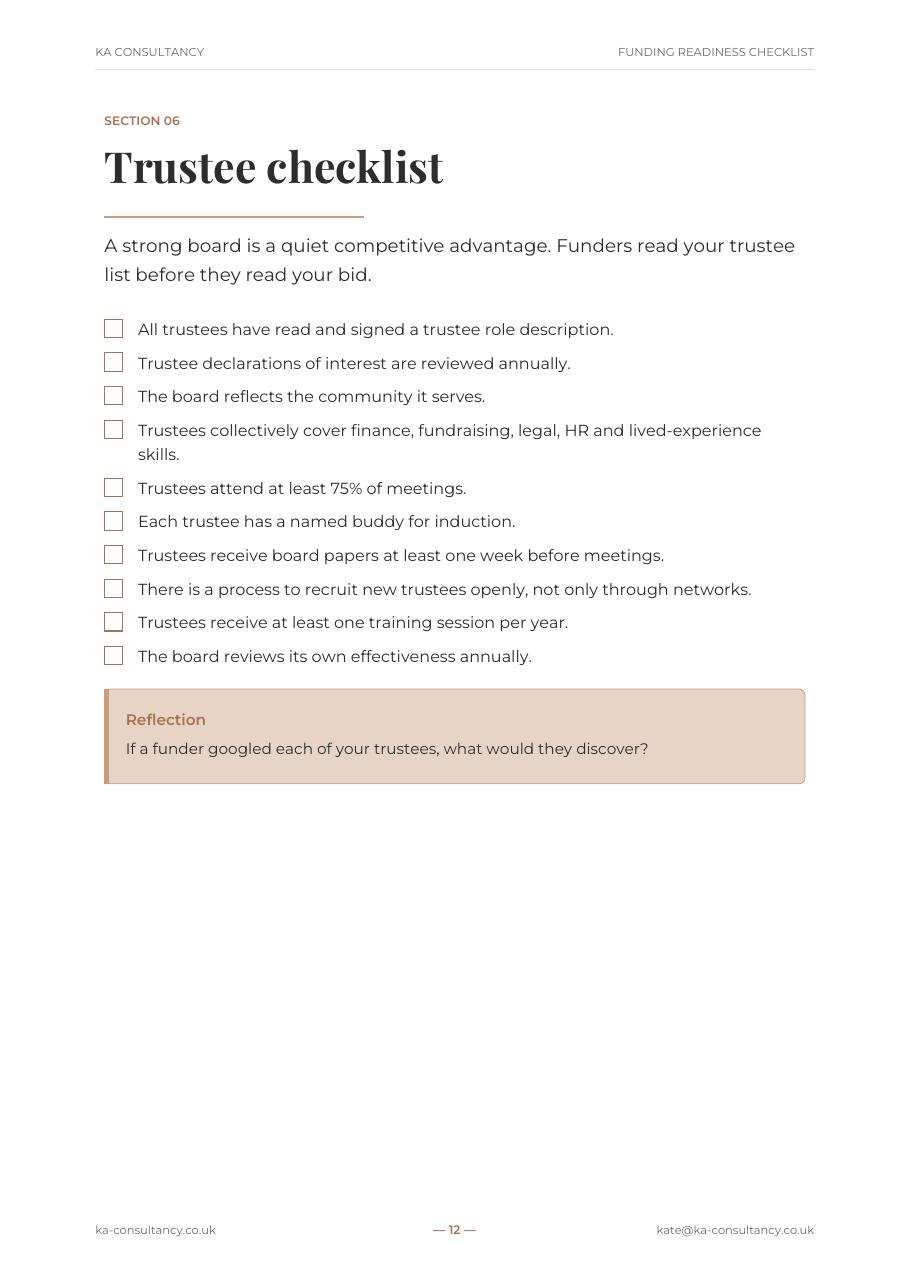 Preview page 2 of Funding Readiness Checklist