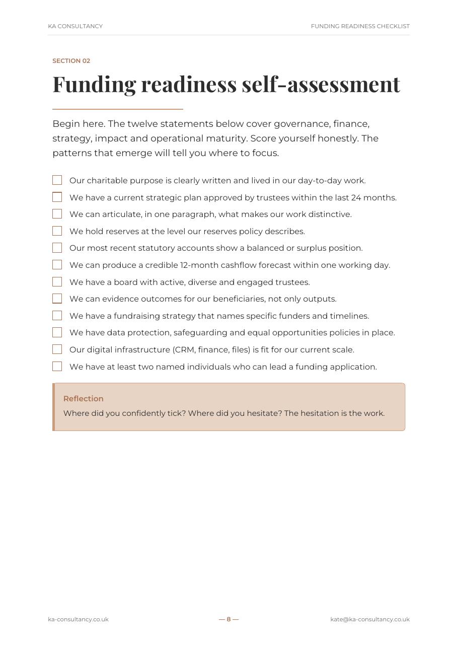 Preview page 1 of Funding Readiness Checklist