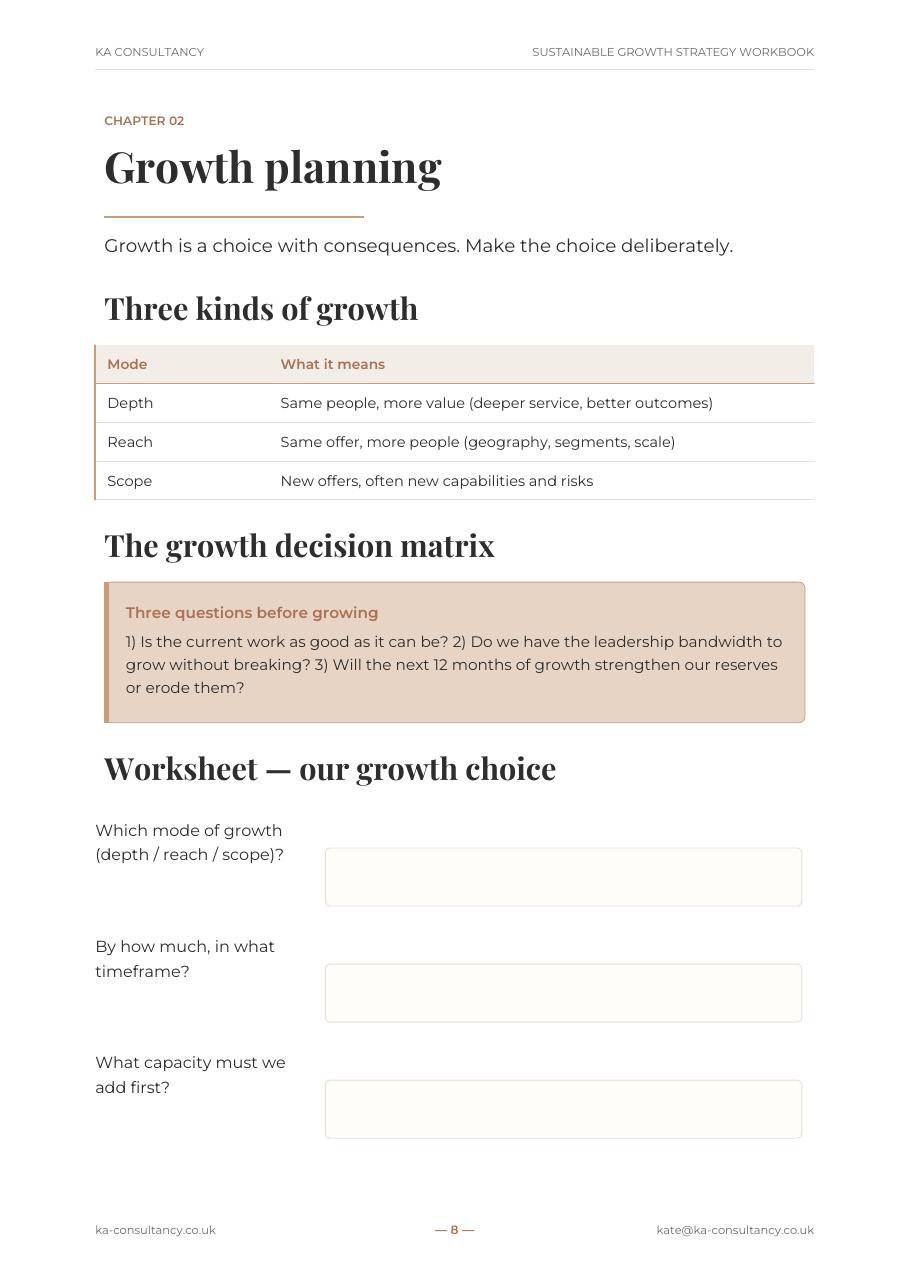 Preview page 1 of Sustainable Growth Strategy Workbook